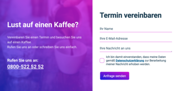 proceo.de Ansicht einer Call to Action