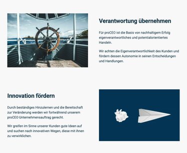 proceo.de Ansicht einer Text-Bild-Komponente mit kreativer Bildsprache