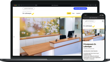 Ansicht der dr-lehmeyer.de Website auf Smartphone und Notebook