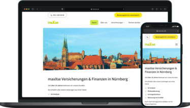 Ansicht der maxXse Website auf Smartphone und Notebook