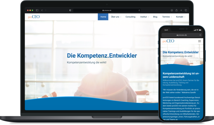 proceo.de auf einem Notebook und Smartphone